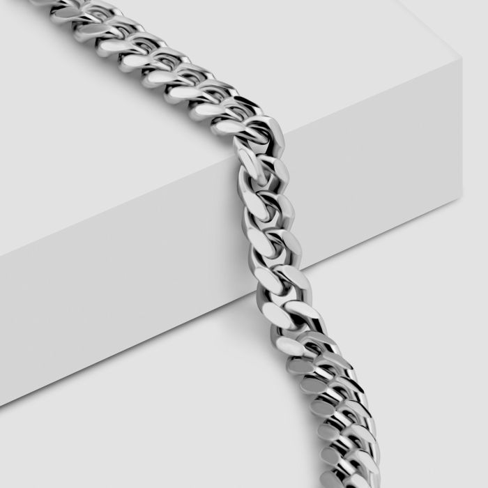 Sterling Silver 4.9mm Diamond Cut Cuban Bracelet with Chain