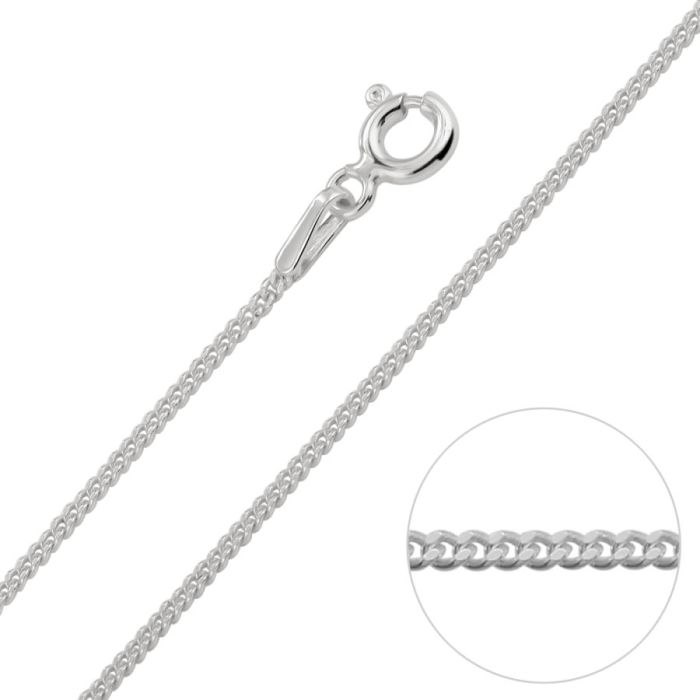 Sterling Silver 1.2mm Fine Diamond Cut Curb Chain Necklace