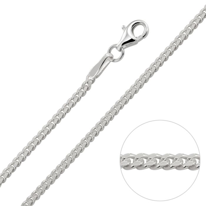 Sterling Silver 1.8mm Diamond Cut Curb Chain Necklace