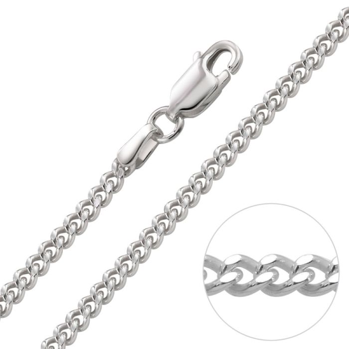 Sterling Silver 2.4mm Diamond Cut Curb Link Bracelet with Chain