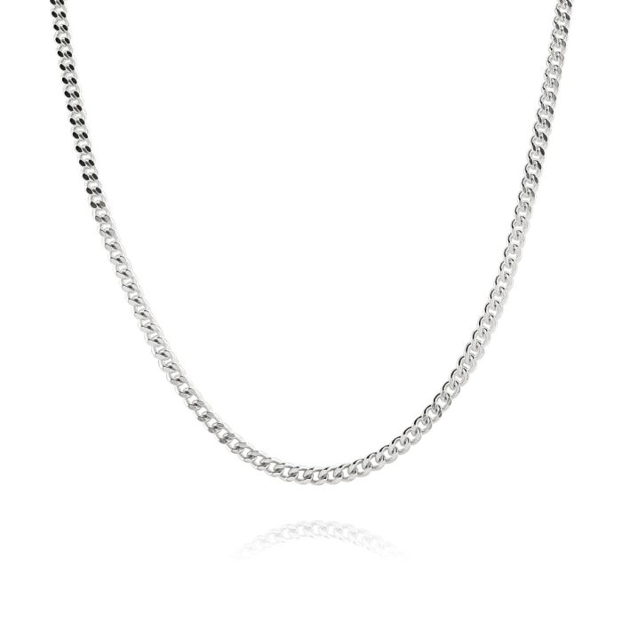 Sterling Silver 2.4mm Diamond Cut Curb Link Bracelet with Chain
