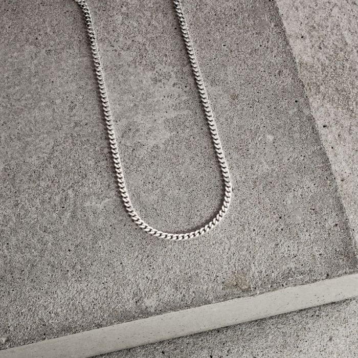 Sterling Silver 2mm Diamond Cut Curb Chain Necklace