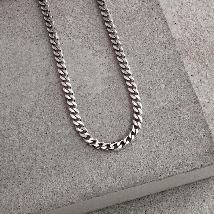 Sterling Silver 4.3mm Diamond Cut Curb Chain Necklace 