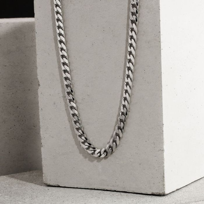 Sterling Silver 5.4mm Diamond Cut Curb Chain Necklace 