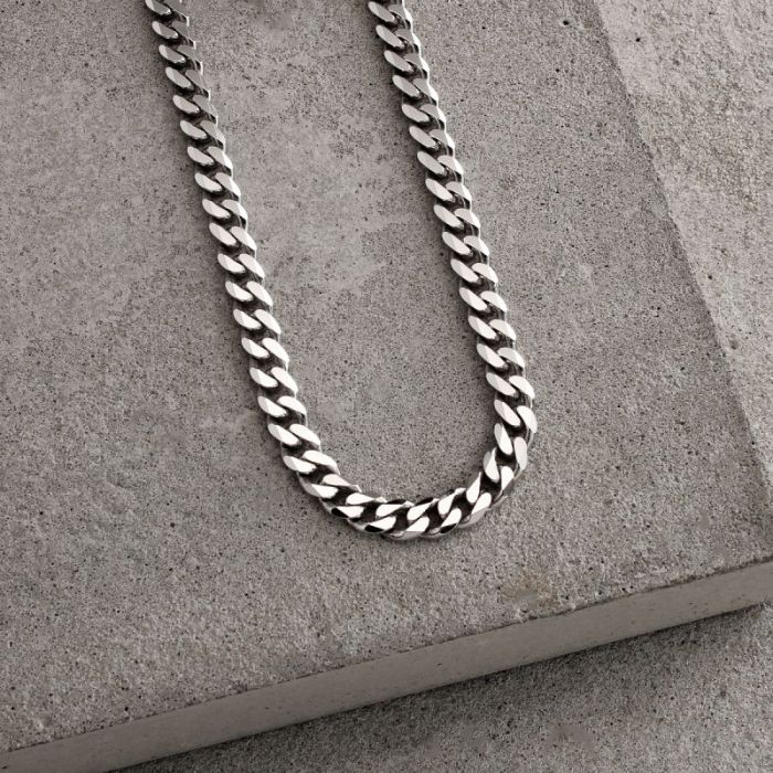 Sterling Silver 5.4mm Diamond Cut Curb Link Bracelet with Chain