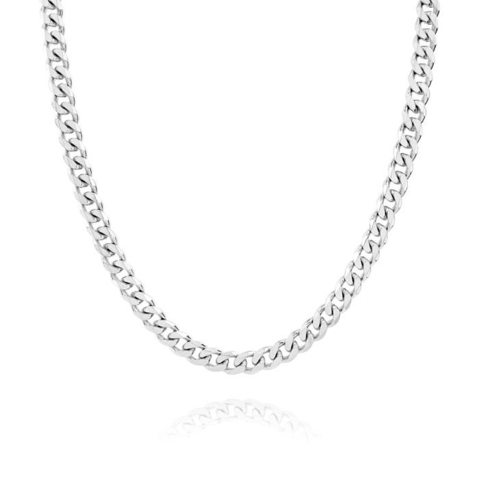 Sterling Silver 5.4mm Diamond Cut Curb Link Bracelet with Chain