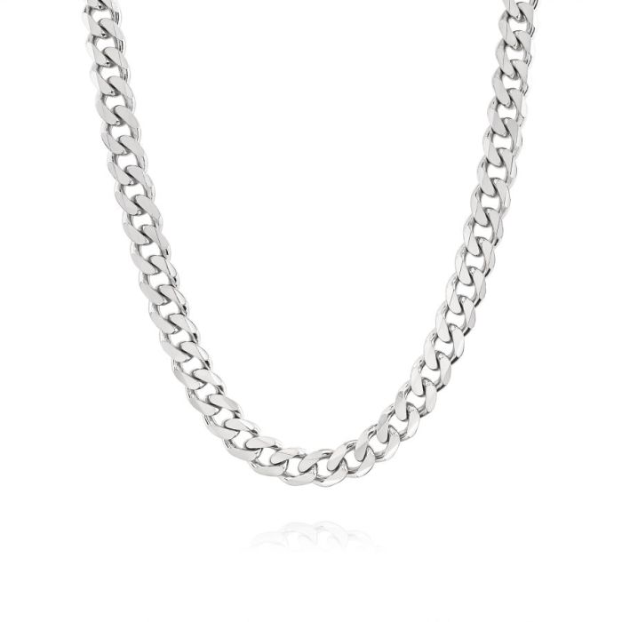 Sterling Silver 7.3mm Diamond Cut Curb Link Bracelet with Chain