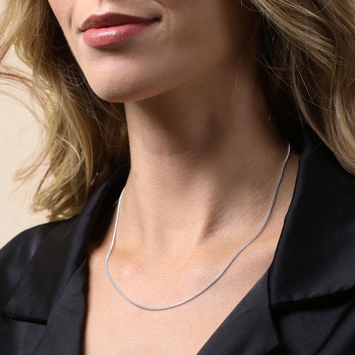Sterling Silver 1.4mm Diamond Cut Curb Chain Necklace