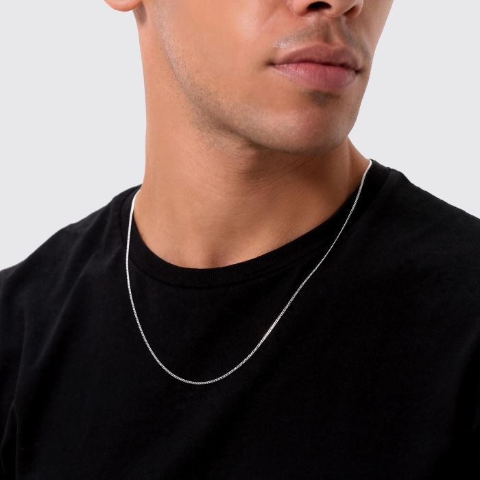 Sterling Silver 1.4mm Diamond Cut Curb Chain Necklace