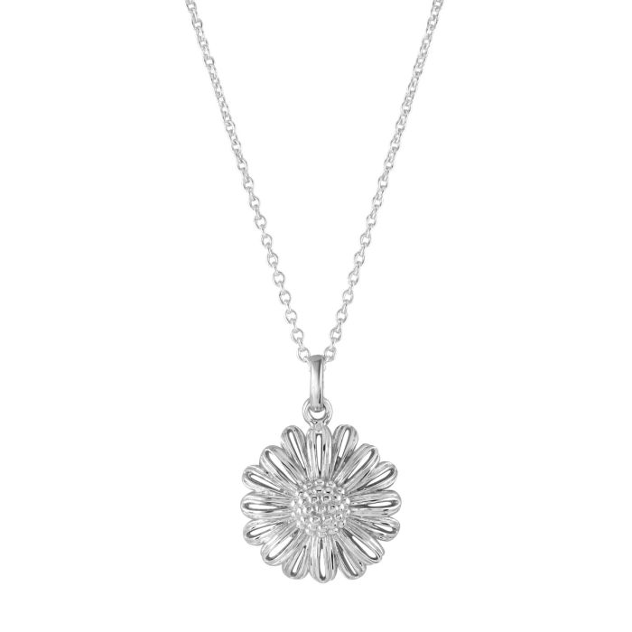 Sterling Silver APRIL DAISY Necklace with Cable Chain