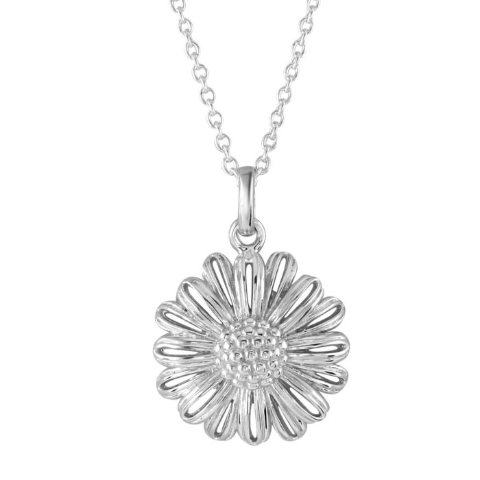 Sterling Silver APRIL DAISY Necklace with Cable Chain