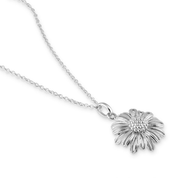 Sterling Silver APRIL DAISY Necklace with Cable Chain