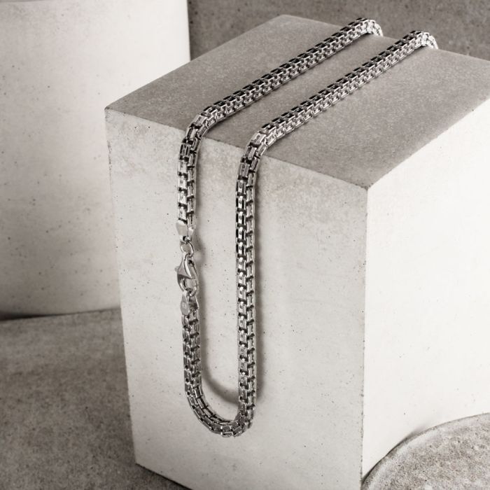 Sterling Silver 3.9mm Double Box Chain Necklace Diamond Cut