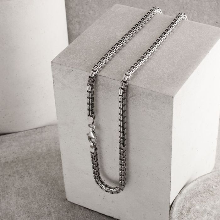 Sterling Silver 4mm Double Box Bracelet with Chain Diamond Cut