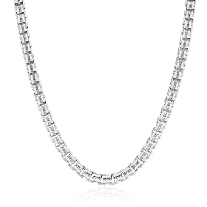 Sterling Silver 4mm Double Box Bracelet with Chain Diamond Cut