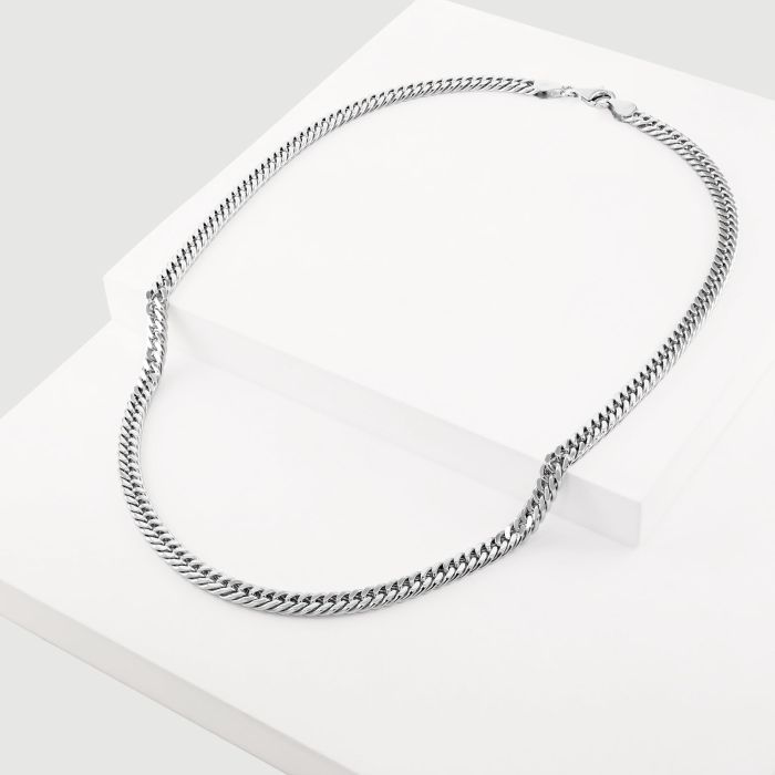 Sterling Silver 5.7mm Diamond Cut Double Curb Chain Necklace