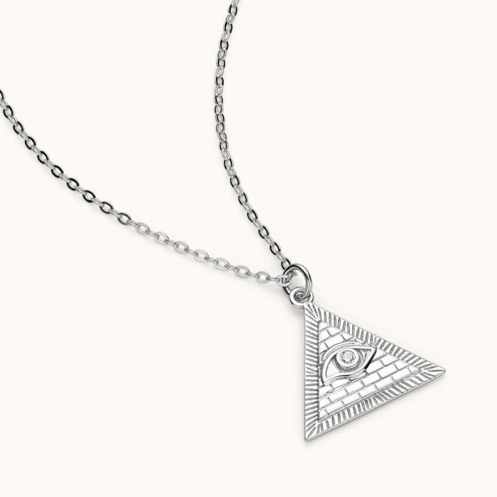 Sterling Silver Eye of Horus Pyramid Amulet Necklace