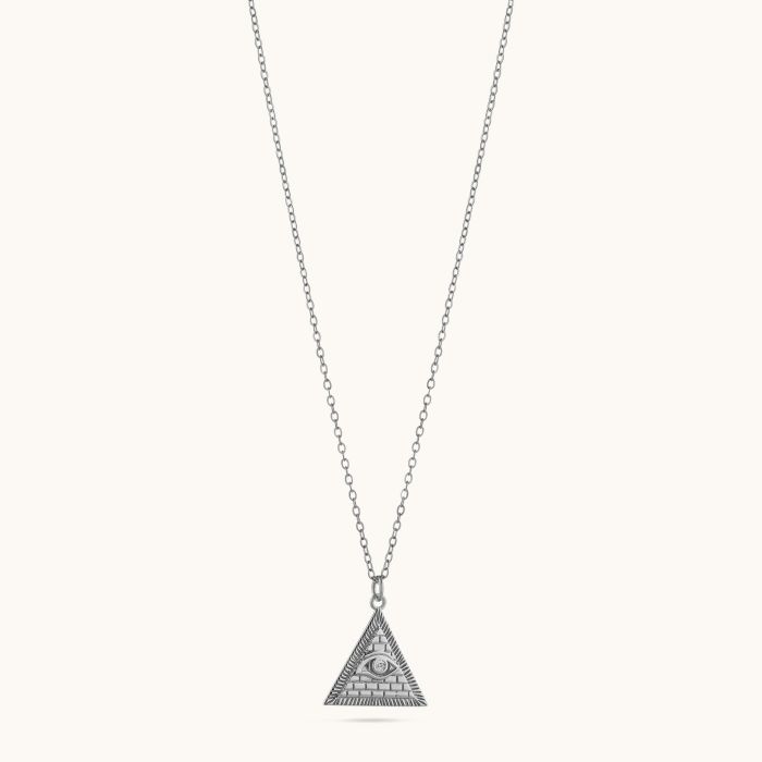 Sterling Silver Eye of Horus Pyramid Amulet Necklace