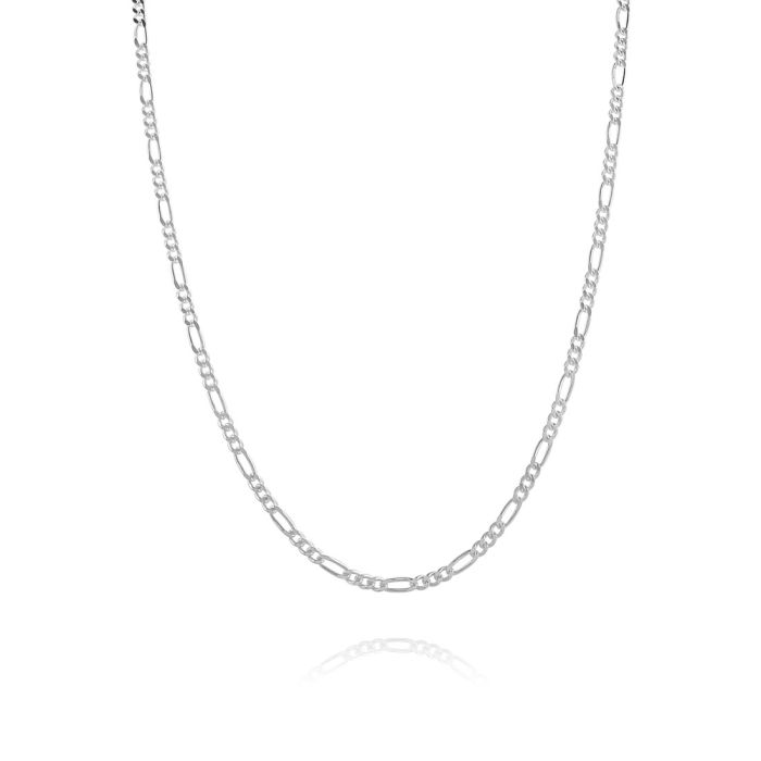 Sterling Silver 2mm Diamond Cut Figaro Link Bracelet with Chain