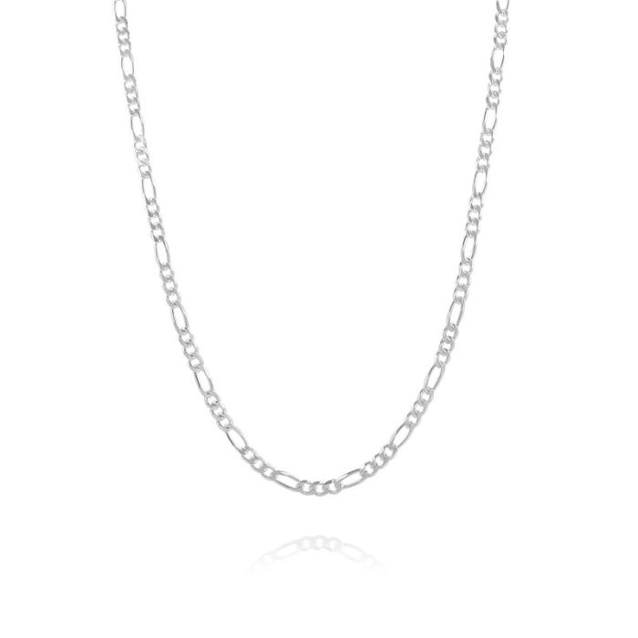 Sterling Silver 3mm Diamond Cut Figaro Link Bracelet with Chain