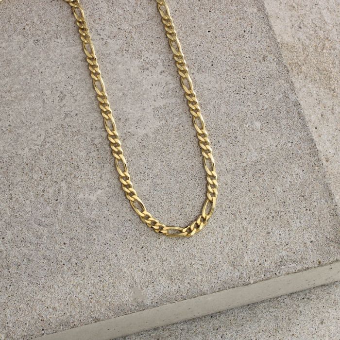  9ct Yellow Gold Plated 3mm Diamond Cut Figaro Chain Necklace