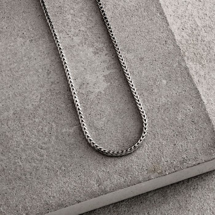 Sterling Silver 2.5mm Rounded Foxtail Chain Necklace