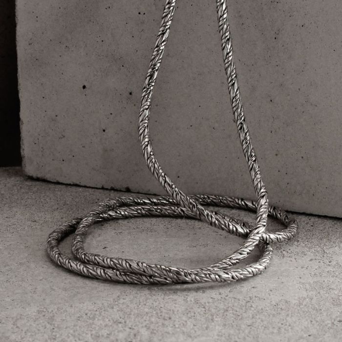 Sterling Silver 2mm Twisted Round Foxtail Chain Necklace