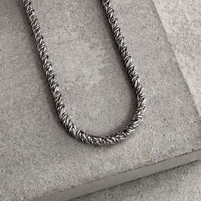 Sterling Silver 4.5mm Twisted Round Foxtail Chain Necklace