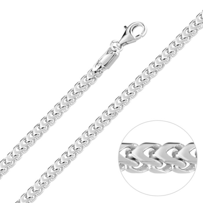 Sterling Silver 4mm Franco Bracelet with Chain 