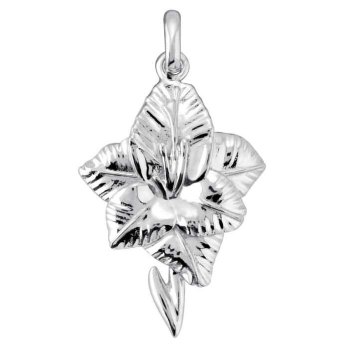 Sterling Silver Gladiolus August Flower Pendant