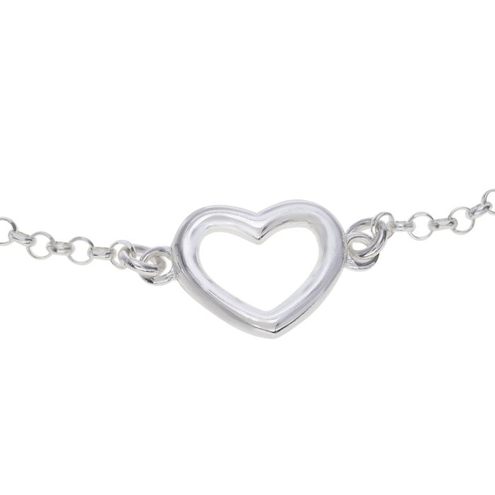 Sterling Silver Heart on Extendable Belcher Link Bracelet