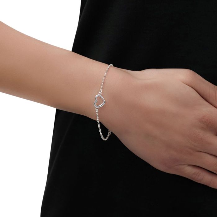 Sterling Silver Heart on Extendable Belcher Link Bracelet