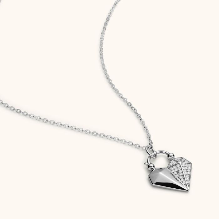 Sterling Silver Cubic Zirconia Heart Necklace