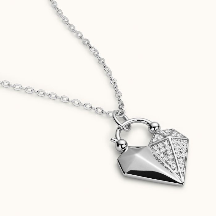 Sterling Silver Cubic Zirconia Heart Necklace