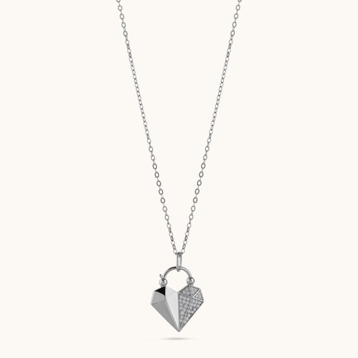 Sterling Silver Cubic Zirconia Heart Necklace