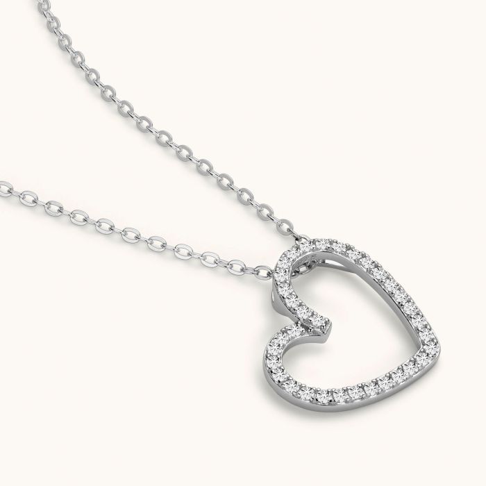 Sterling Silver Floating Heart Necklace