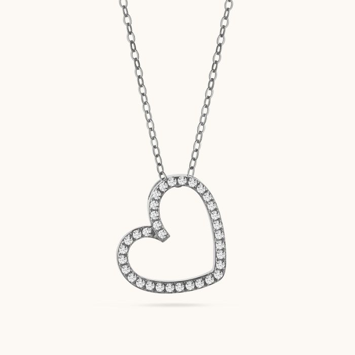 Sterling Silver Floating Heart Necklace