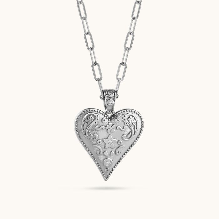 Sterling Silver Filigree Heart Necklace