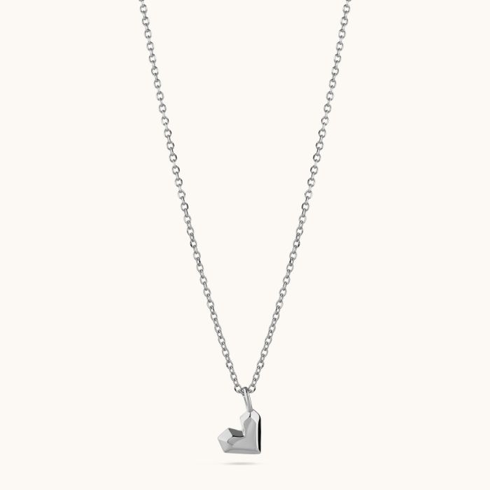 Sterling Silver Geometric Heart Necklace