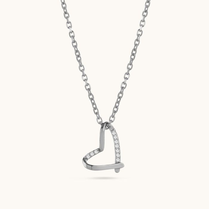 Sterling Silver Floating Heart Necklace