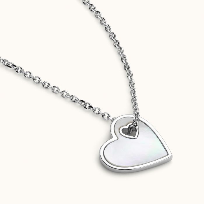 Sterling Silver Mother of Pearl Heart Necklace