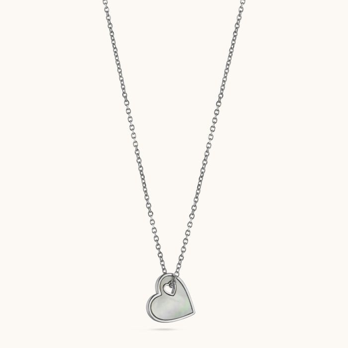 Sterling Silver Mother of Pearl Heart Necklace