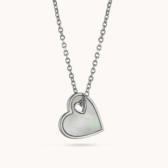 Sterling Silver Mother of Pearl Heart Necklace