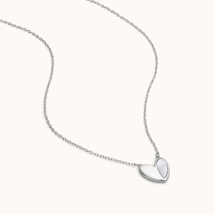 Sterling Silver Mother of Pearl Heart Necklace