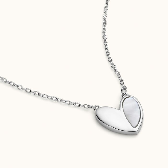 Sterling Silver Mother of Pearl Heart Necklace