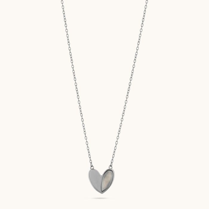 Sterling Silver Mother of Pearl Heart Necklace