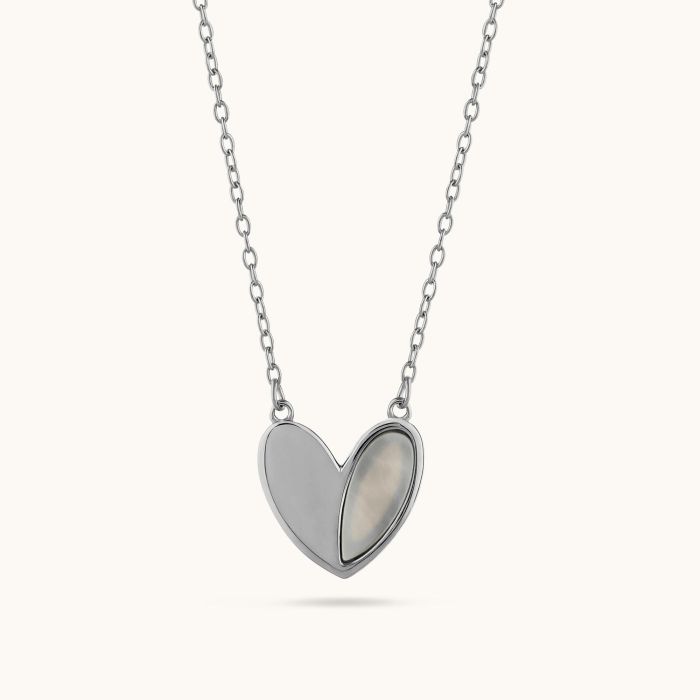 Sterling Silver Mother of Pearl Heart Necklace