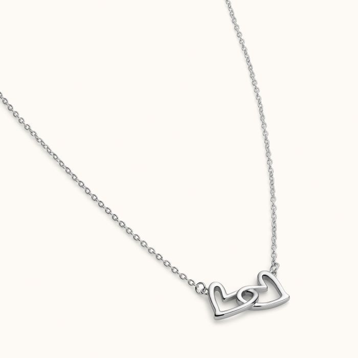 Sterling Silver Entwined Double Heart Necklace