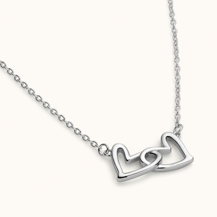 Sterling Silver Entwined Double Heart Necklace