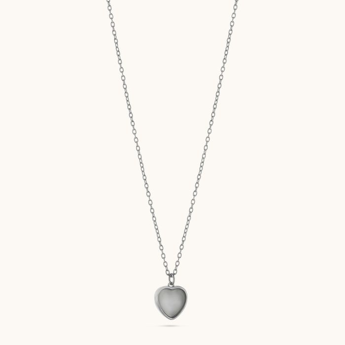 Sterling Silver Cats Eye Heart Necklace